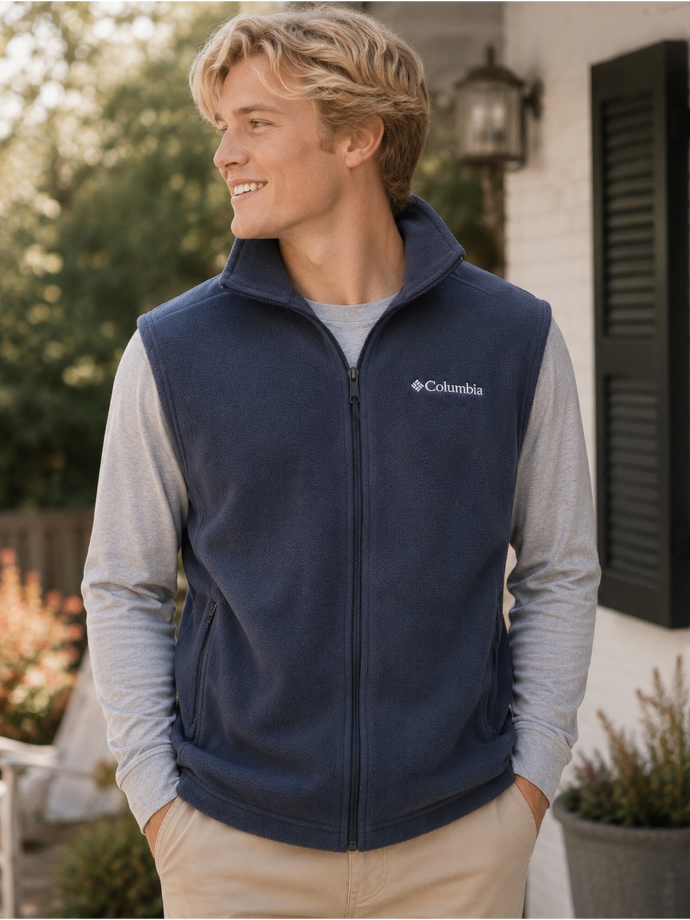 Columbia Navy Full‑Zip Fleece Vest